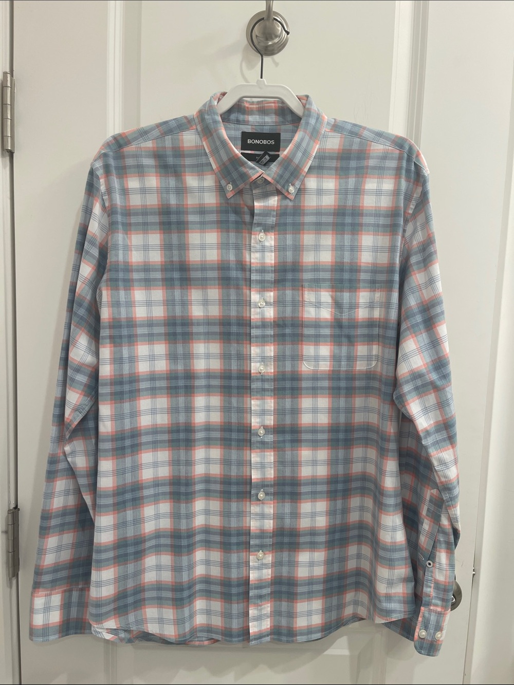 Bonobos Plaid Button-Down Shirt in Blue and Coral